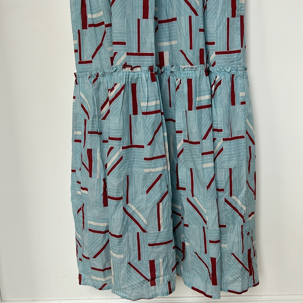 Tuckernuck Flutter Smocked Ruffle Maxi Dress Blue Red Color womens Size Medium - Picture 6 of 13